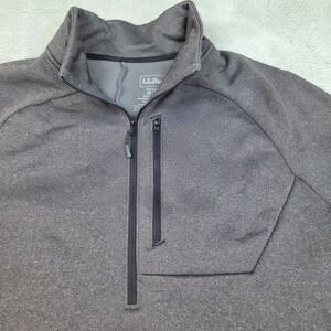 L.L. Bean Quarter Zip Pullover Mens M Reg Slightly Fitted Pocket Charcoal Gray